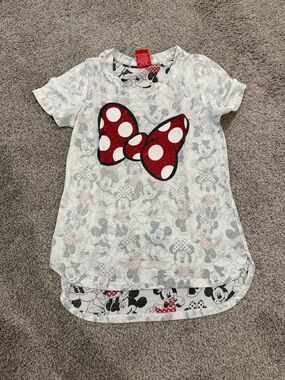 Disney White Tee with Red Polka Dot Minnie Bow